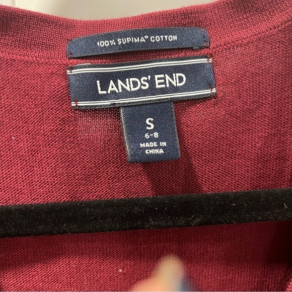 Lands End Burgundy Supima Cotton Long Cardigan Small - Picture 4 of 8